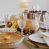 Dinner table with pie and fall decor