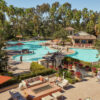 Aerial view of apartment community pool